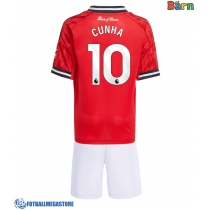 Fotballdrakt Barn Manchester United Matheus Cunha #10 Hjemmedraktsett 2025-26 Kortermet (+ Korte bukser)